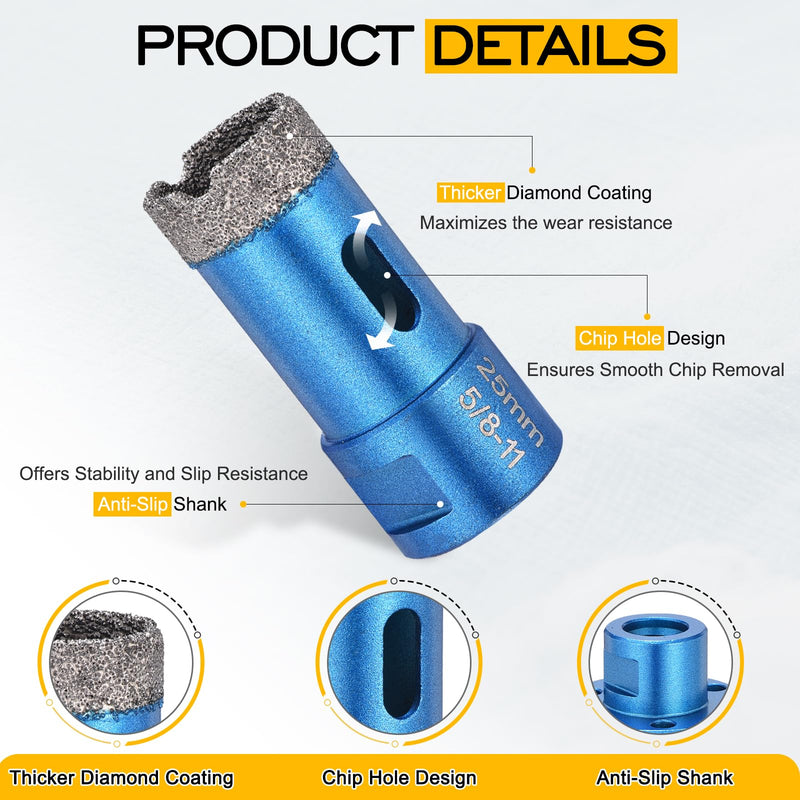 DTGN Diamond Hole Saw 4-17/32" /110mm - 1 PC - Good for Precise Working in Porcelain Tile, Marble, Ceramic - Angle Grinder Diamond Drill Bit - Blue 4-17/32" (110mm)