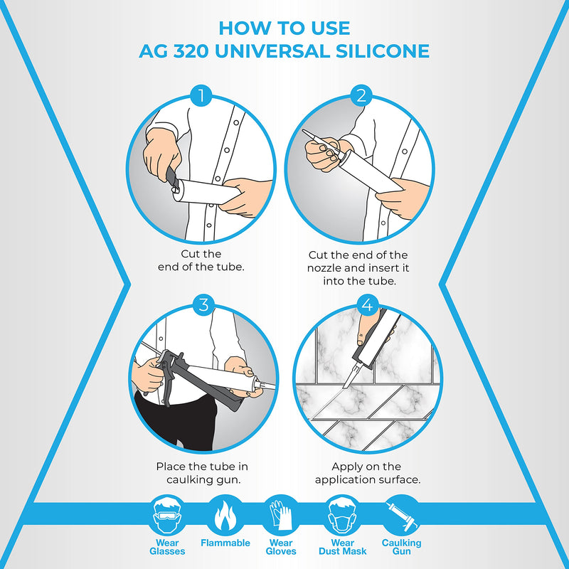 Adhesive Guru All Purpose Clear Silicone Sealant Waterproof (12 x 10.15 fl.oz.), 100% Silicone Caulk, Weatherproof & Flexible Adhesive Sealant for Indoor and Outdoor Use, Transparent -12 Pack 12 Pack 10.15 fl oz