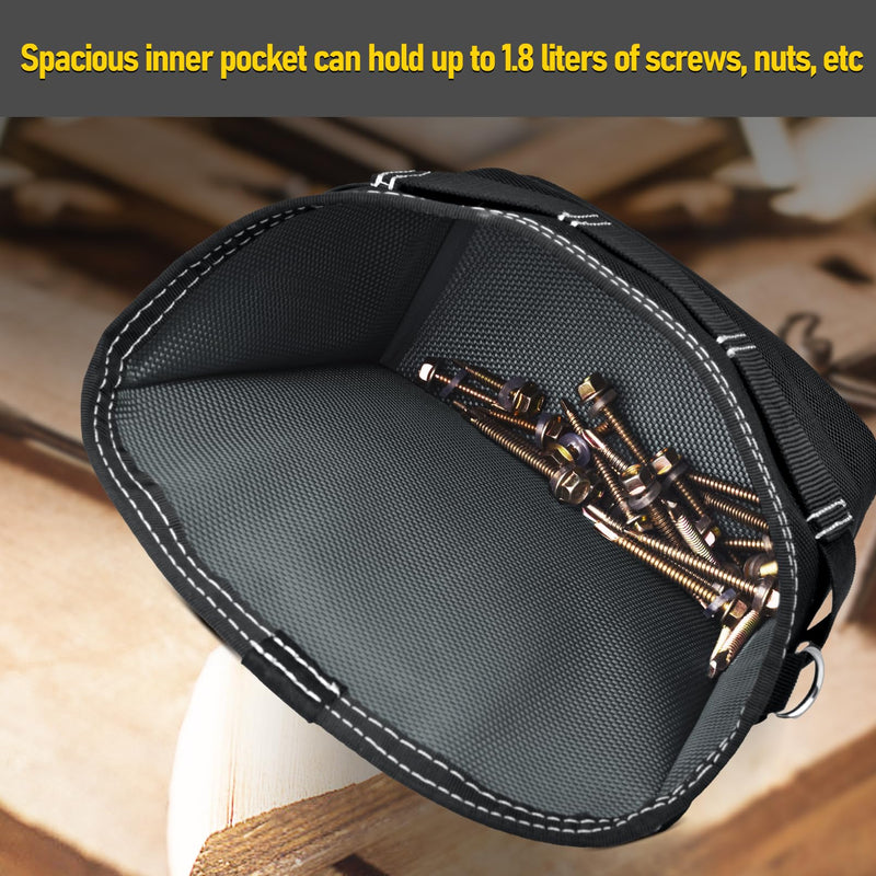 Tool Pouch Nails Screws Bag with Belt Clip (XL, Black) XL - Black