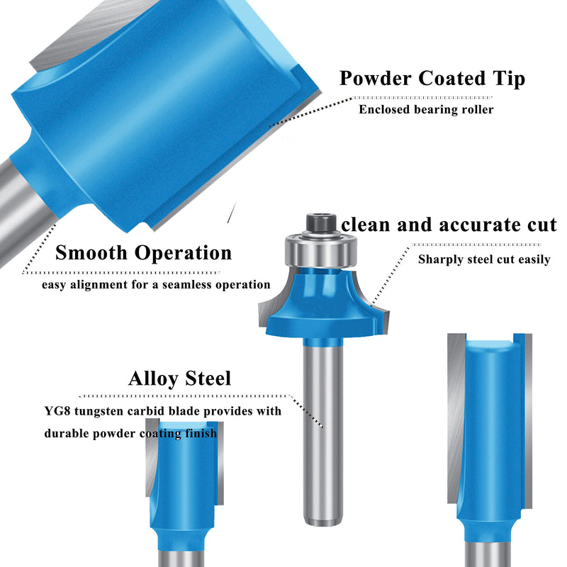 LEATBUY Router Bit Sets 41 PCS Woodworking Router Bits 1/4 Inch Shank Bullnose Wood Milling Cutter Drilling Carbide Tool for Door Table Cabinet Shelve Router Bit Set Wall DIY Woodwork (DH1) DH1