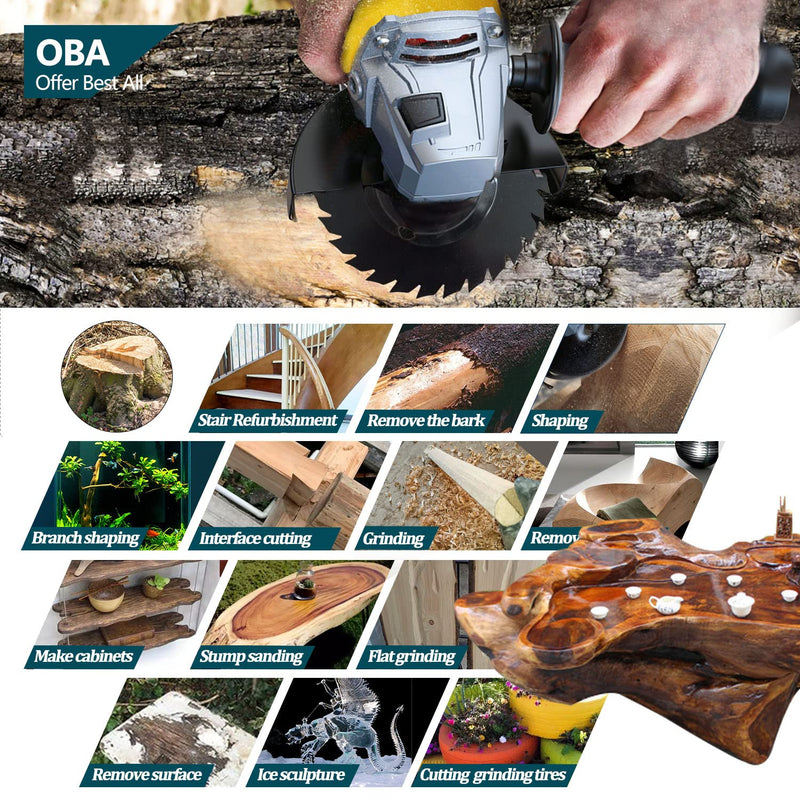 OBA Wood Carving Disc 4-1/2 Inch Wood Cutting Wheel 28-Tooth for Angle Grinder Wood Carving,Polishing,Carving with 7/8 inch Arbor