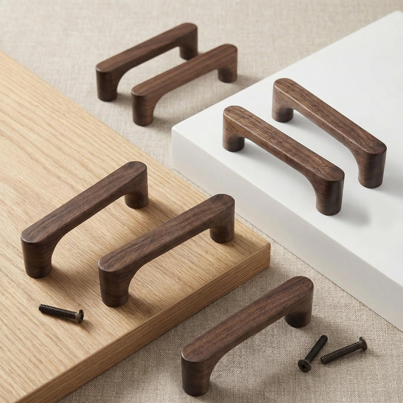 Mid Century Modern Walnut Mushroom Knobs for Cabinet,Drawer,Dresser and Closet Doors.Round Vintage Brown Wooden Crafts Furniture Knobs,Pulls and Handles (C-C 3'' Pulls, 10) C-C 3'' Pulls