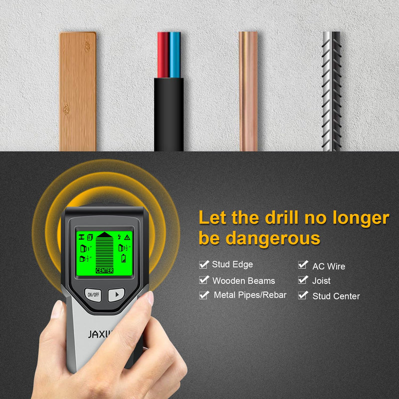 Stud Finder Wall Scanner - 5 in 1 Stud Finder Tool w/Intelligent Microprocessor Chip and HD LCD Display, Stud Detector Beam Finders for the Center and Edge of Wood AC Wire Metal Studs Joist Pipe ‎soft Gray