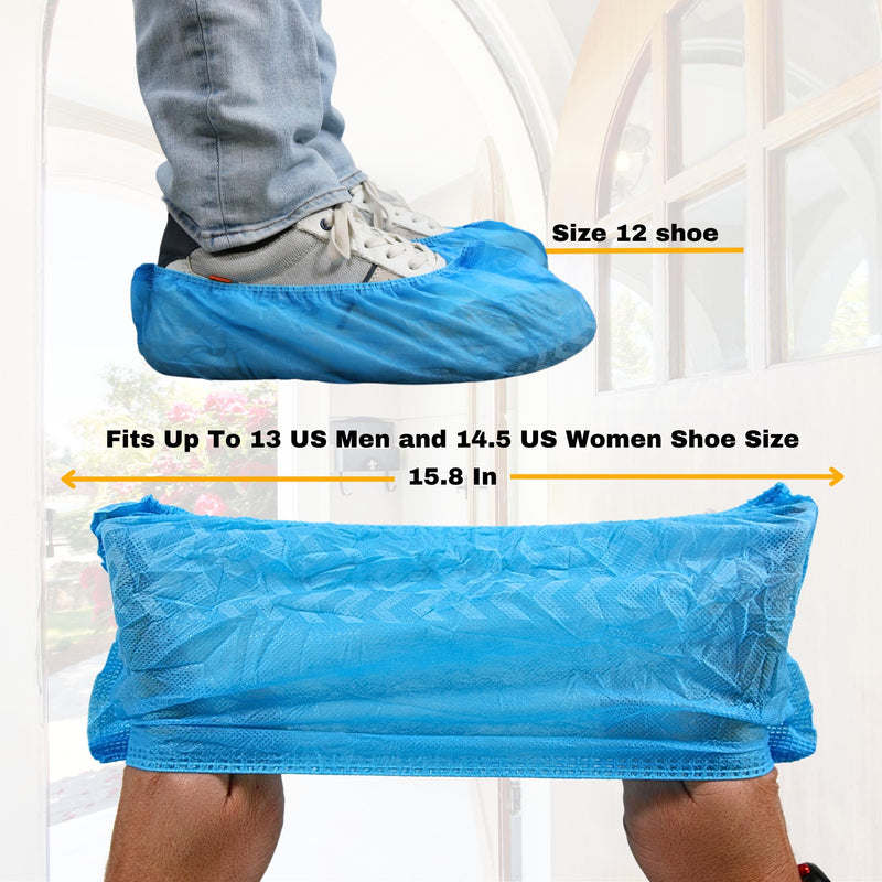 Frontline Disposable Shoe Covers Non-Slip – Premium Non-Woven, Durable, Booties Shoe Protectors – Water Resistant Thick Anti-Slip - One Size Fits Most, Indoor Use (100 Pack) 100 Pack