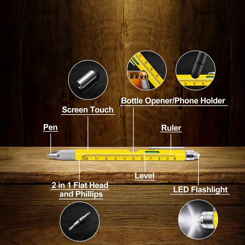 Valentines Day Gifts for Him, 9 in 1 Multitool Pen Mens Valentines Gifts, Gifts for Men Him Boyfriend, Birthday Gifts for Men Dad, Cool Gadgets for Mens Gifts, Gifts for Men Who Have Everything Yellow