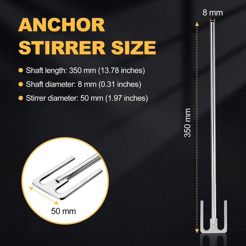 Anchor Stirring Rod, 304 Stainless Steel Lab Stirrer Paddle, Overhead Mixer Attachment for Lab Liquid Mixing