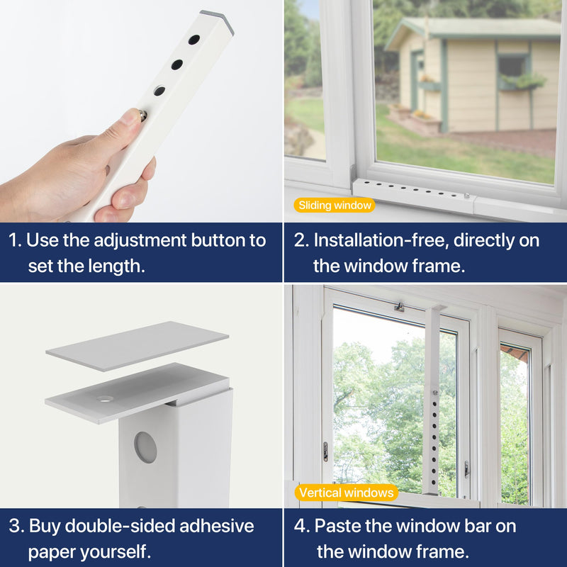 Adjustable Window Lock Bar, Shorter Window AC Security Bars for Child Safety, Window Stoppers for Small Vertical Sliding Windows/Dog Door, Extends from 9.8-16.7 in (Steel 1 Pcs) 1 Piece