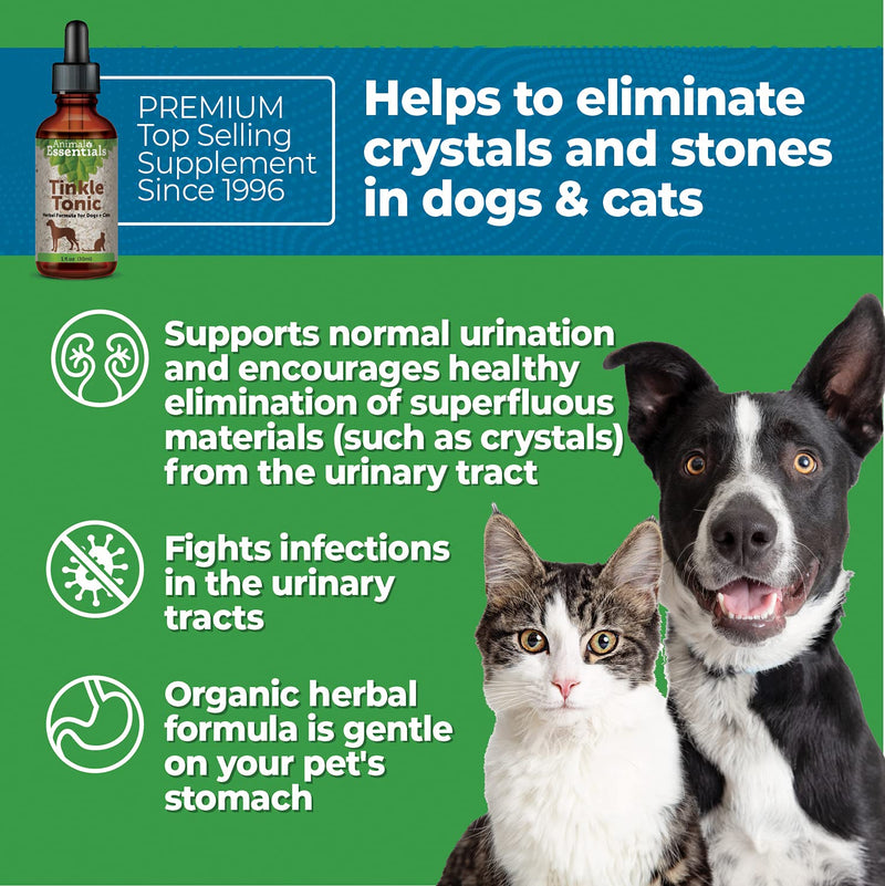 Animal Essentials Tinkle Tonic Herbal Formula for Healthy Urinary Tract in Dogs & Cats (Various Sizes) - Made in The USA (2 fl oz) - PawsPlanet Australia