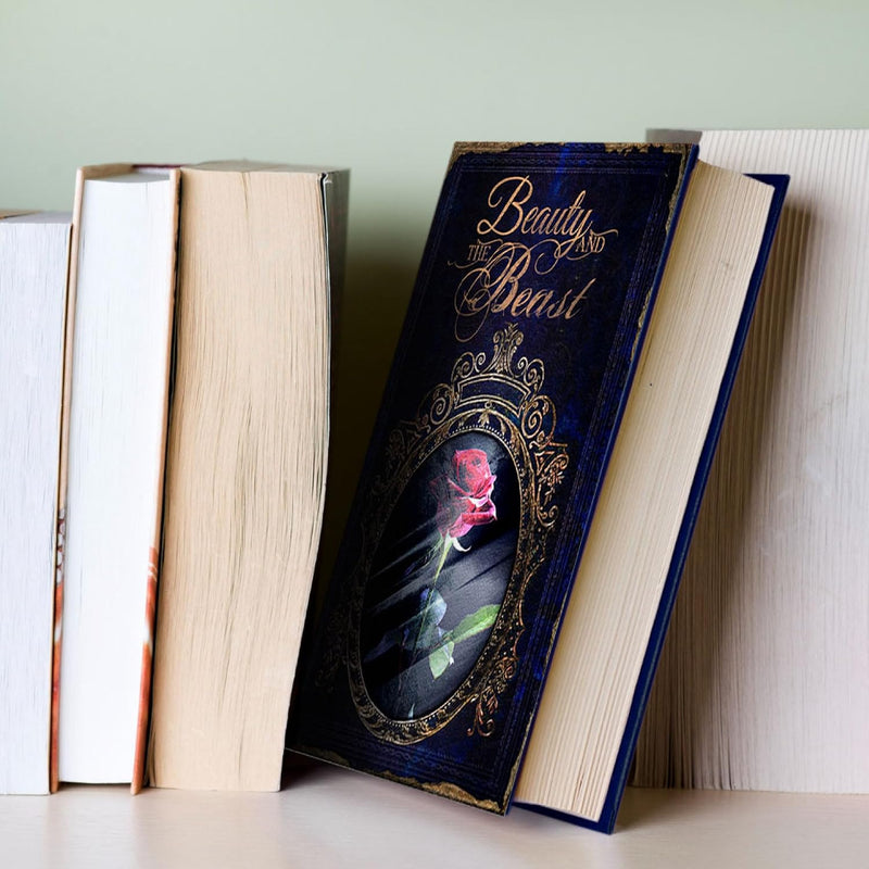 KASLVOX Beauty and the Beast Book Safe (X-Large, Key Lock) | Enclosed metal lockbox fixed inside a realistic cover, protects cash, jewelry and valuables, discreet home or office storage
