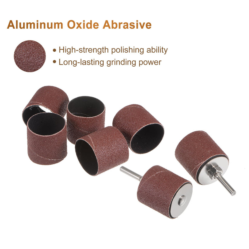 uxcell 30 Pcs 1-1/2 Inch Sanding Sleeves Sandpaper Set 80 Grit with 2 Pcs 1 Inch Drum Mandrels for Rotary Tools