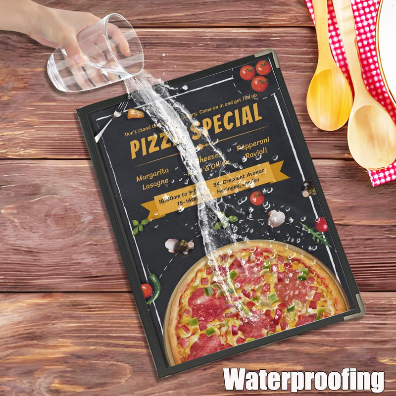 4PCS Menu Covers 8.5 X 11 Inch,Menu Holder 4 Page 8 View Transparent Restaurant Menu Cover Book Fits 8.5x11" Standard Size, Black 4 Page 8 View-4pack