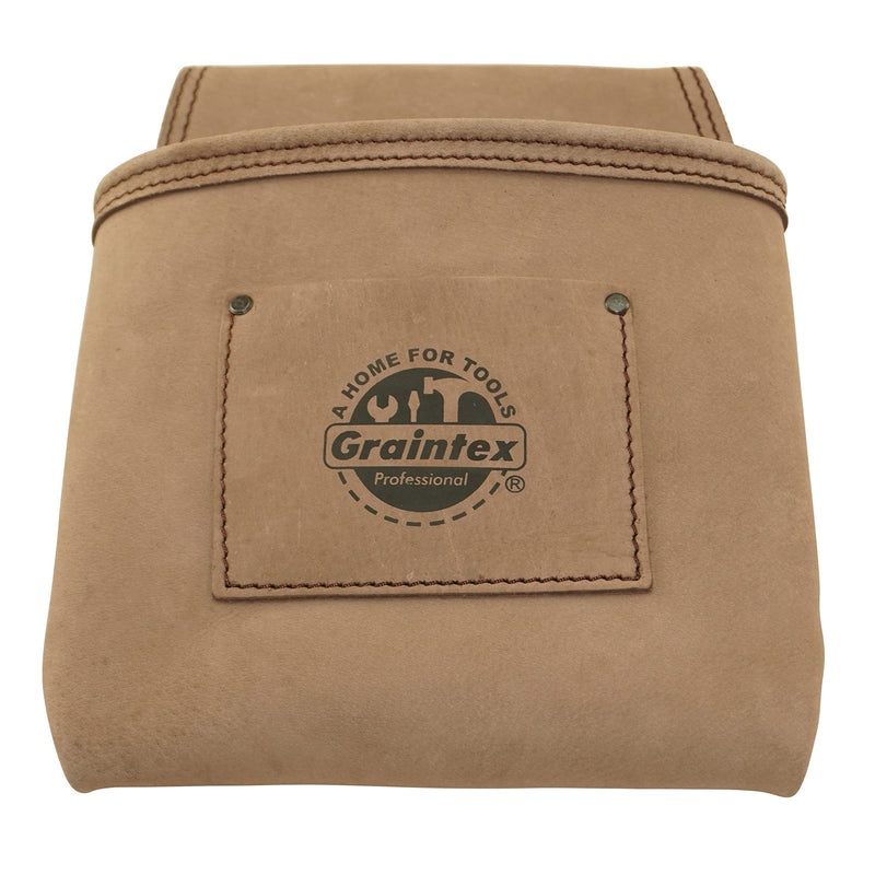 Graintex ST2009 One Pocket Nail & Tool Pouch Natural Top Grain Leather for Framers, Constructors, Electricians, Plumbers, Handyman