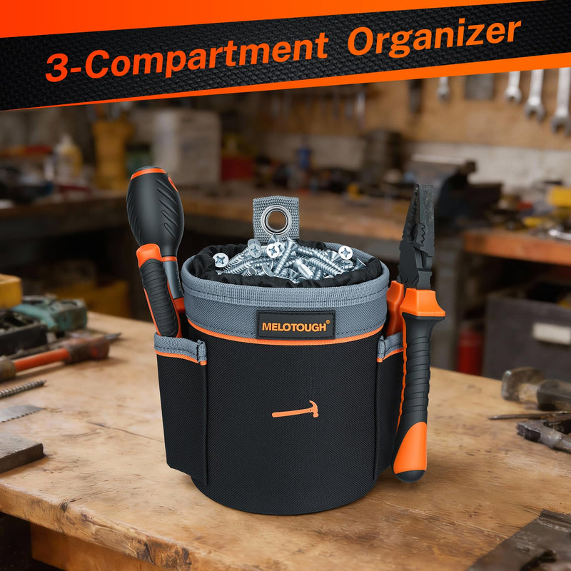 MELOTOUGH Tool Pouch Multi-Pack | Screw, Nail & Bolt Bag Set in 2 Sizes | Clip-On for Tool Belt & Vest | 1, 2 & Combo Pack, 600D Nylon 2Pack