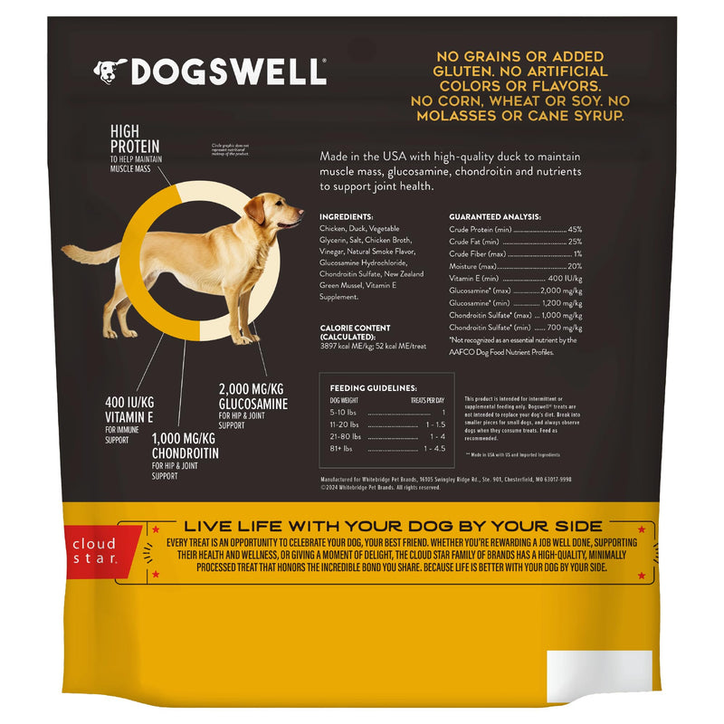 Dogswell Hip & Joint Jerky Dog Treats, Duck, 20 oz. Pouch 1.25 Pound (Pack of 1)