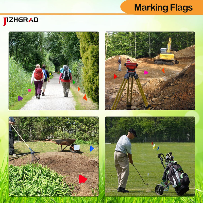 Orange Marking Flags, JIZHGRAD15x4x5 Inch Marker Flags, 30 Pack Lawn Flags, Boundary Flags Dog Training Flags for Yard Flags, Survey Flags, Landscape Flags, Sprinkler Flags, Stake Flags, Garden Flags Orange