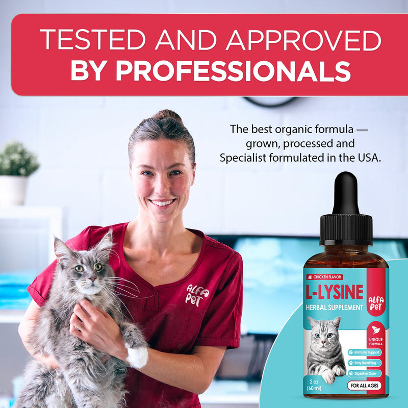 L Lysine for Cats with Taurine & Probiotic – A and B Vitamins Help with Watery Eyes, Sneezing, Cough, Allergies – Feline Upper Respiratory Supplement Works as a Natural Antibiotic for Cats – 2 Oz 2 Fl Oz