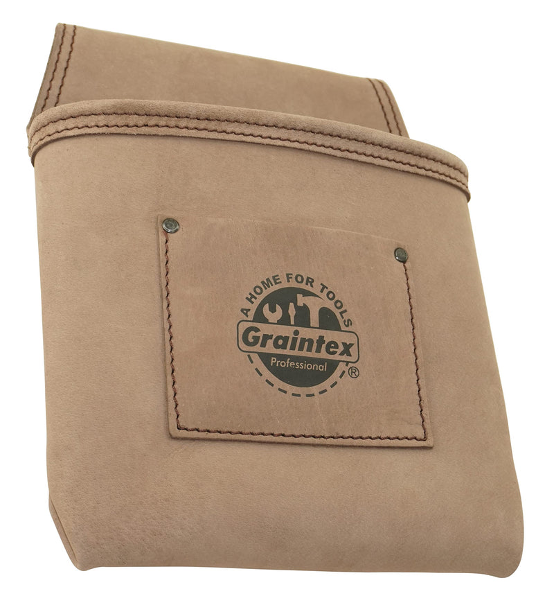 Graintex ST2009 One Pocket Nail & Tool Pouch Natural Top Grain Leather for Framers, Constructors, Electricians, Plumbers, Handyman