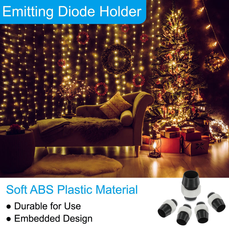 PATIKIL 5mm Emitting Diode Holder, 20 Pcs Plastic Flat LED Holder Clip Mounting Bracket Socket Cap with Fixing Ring for Lamp Bulb Bezel Mount Panel LED Display, Black