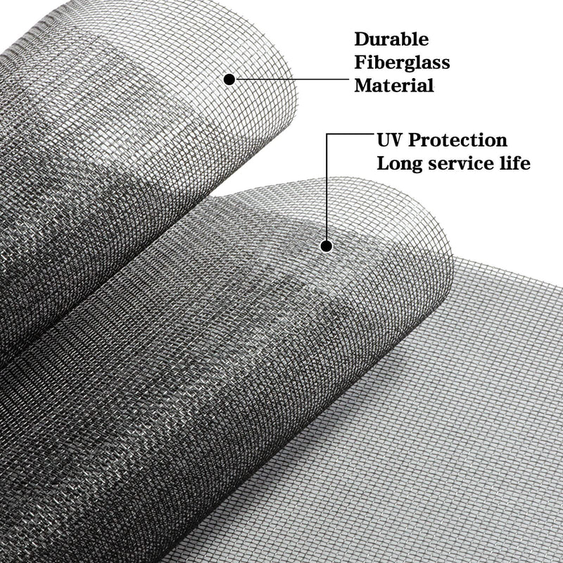 TOOLTRIZ Windows Screen and Screen Door Replacement, 48"x118" Durable Fiberglass Screen Mesh - Screen & Sliding Screen Door Repair for Patio & Window 48" x 118" Charcoal/Black