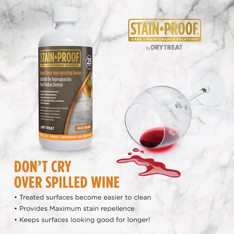 Stain Proof Dense Stone Impregnating Sealer - 1 Pint, Protects Against Water and Salt Damage and Oil-Based Stains, Sealer for Granite, Marble, Tile & Natural Stone; For Indoor & Outdoor Application