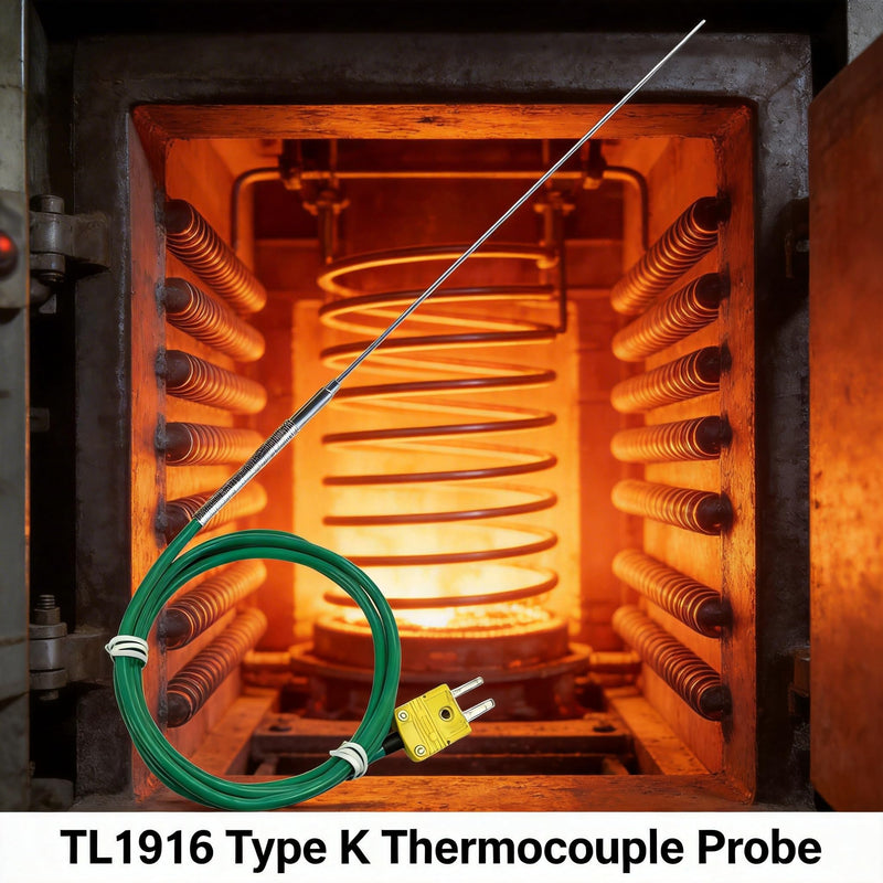 TL1916 Type K Thermocouple Probe Length 11.9 in/0.06 inSilicone | Teflon Cable Length 47 in Measurement Range 50°F to 1500°F (11.9 in /0.06 in) 11.9 in /0.06 in