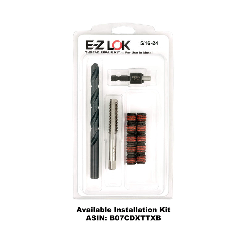 E-Z LOK Threaded Insert for Metal 12L14 Carbon Steel Thread Inserts 5/16-24 Internal Threads, 1/2-13 External Threads, 0.484 Length Pack of 10