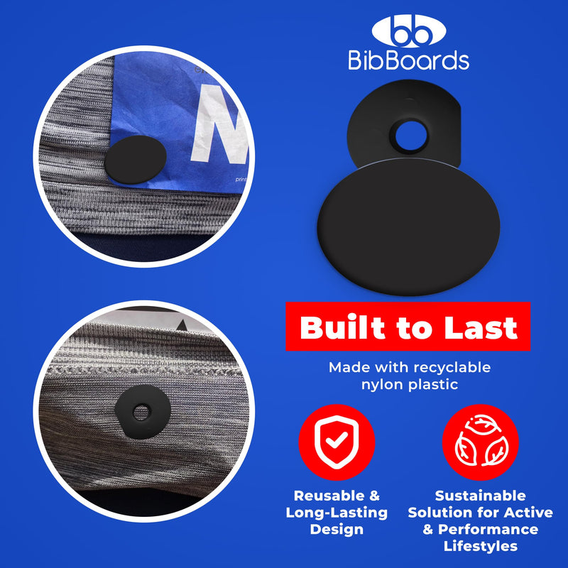 danceSNAPS Bib Clips by BibBoards - Safety Lock Fasteners for Dancers, Competitions, Rodeos - Secure Numbers Without Pins - Reusable, Non-Damaging, Gentle on Fabric - Black (4pcs)