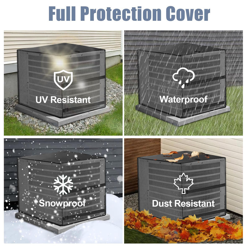 2 in 1 Air Conditioner Covers for Outside, 24''W x 24''W x 30''H, Black 24"W x 24"D x 30"H