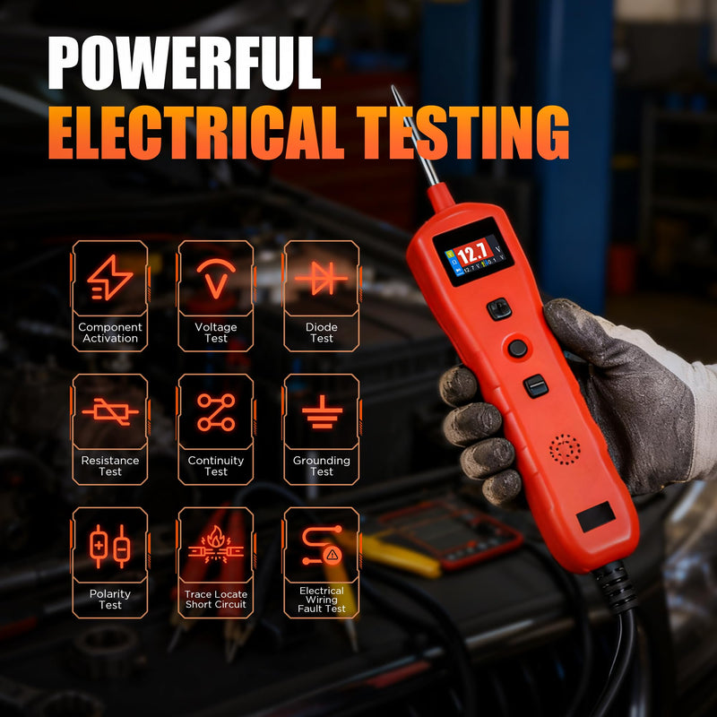 Power Circuit Probe Tester, 9V - 30V Automotive Circuit Tester, Test Light Automotive Power Fuse Tester, Voltage Tester 0.3V-70V for Continuity Test Resistance Test
