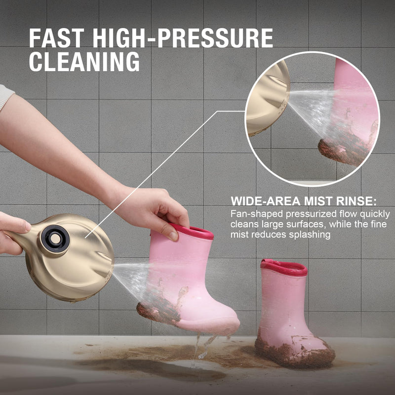 LAVA ODORO Handheld Shower Head with Magnetic Docking System Champagne Gold With Dock