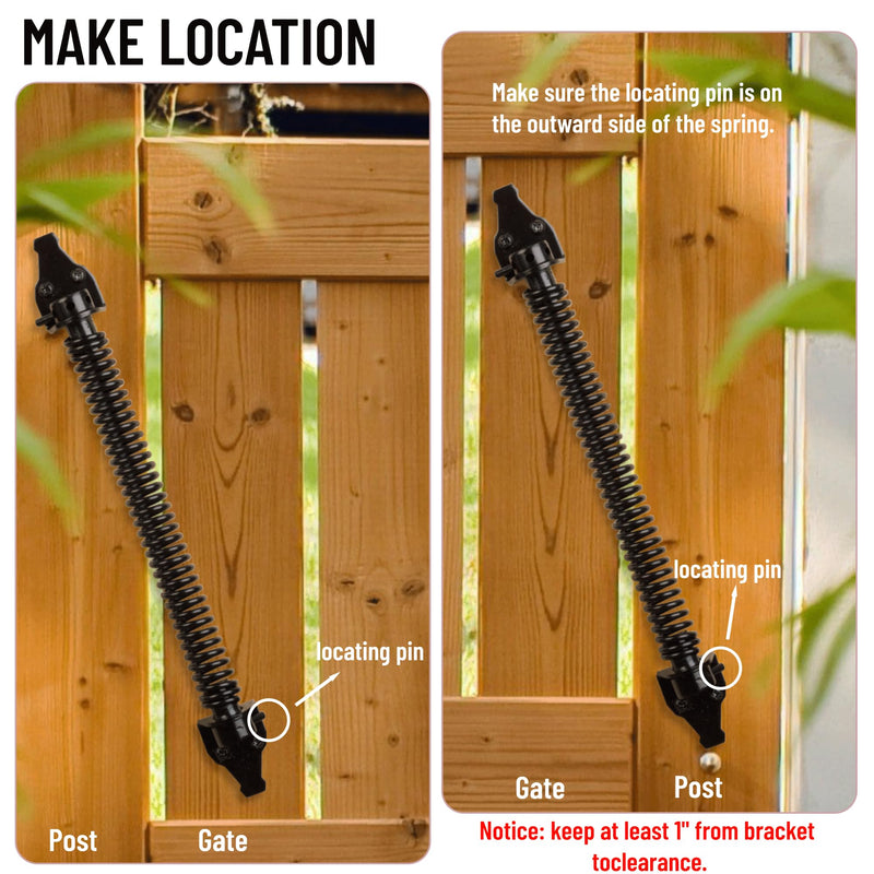 14" Gate Spring Self Closing Heavy Duty Outdoor Door Spring Automatic Fence Gate Closure Hardware Spring Loaded Gate Latch with Adjustable Tool for Wooden and Vinyl Fence, Black (2 Pack) 2 14 Inch