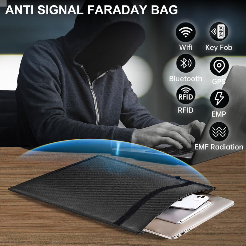 5 Pack Faraday Bags for Laptops & Tablets & Phones & Car Keys, Anti-Tracking Faraday Cage, Signal Blocker Pouch, Fireproof & Waterproof EMP Bag, Faraday Key Fob Protector 5 Pack