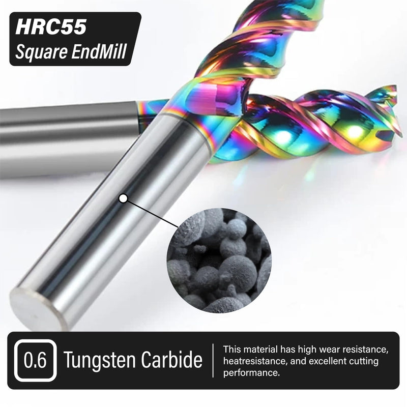 12mm Carbide Square End Mill - 3 Flute Mill Bits - High Feed U-Type Design - for Milling Aluminum Applications - for Roughing and Finishing 12mm