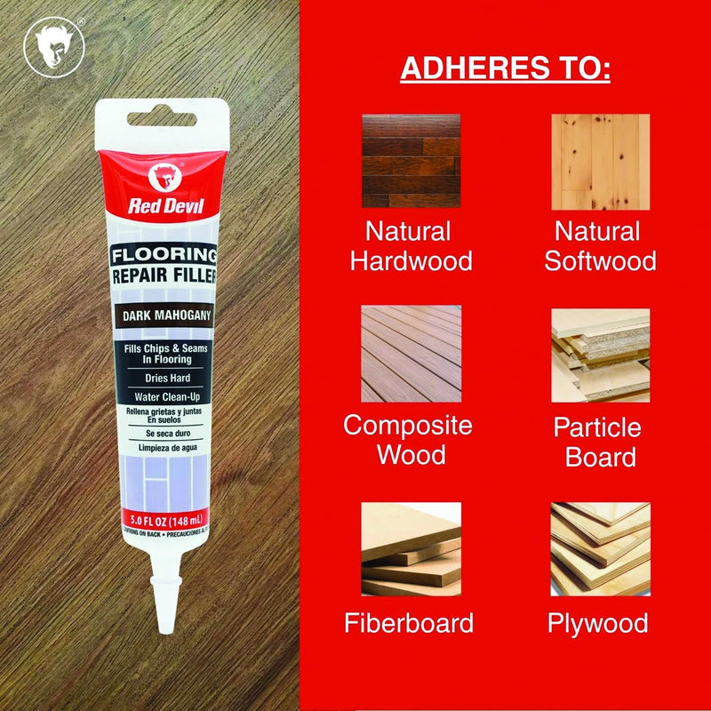 Red Devil 056070 Flooring Repair Filler, 5 oz., Dark Mahogany, 4 Pack Pack of 4