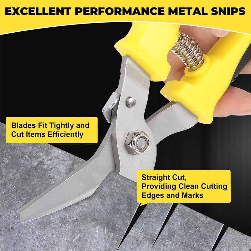 Tin Snips for Cutting Metal Sheet, Upgrade Heavy Duty Aviation Tin Snips with Sharp Stainless Steel Blade, Professional 8IN Straight Cut Metal Snips for Sheet Metal, Aluminum, Cardboard, Cable