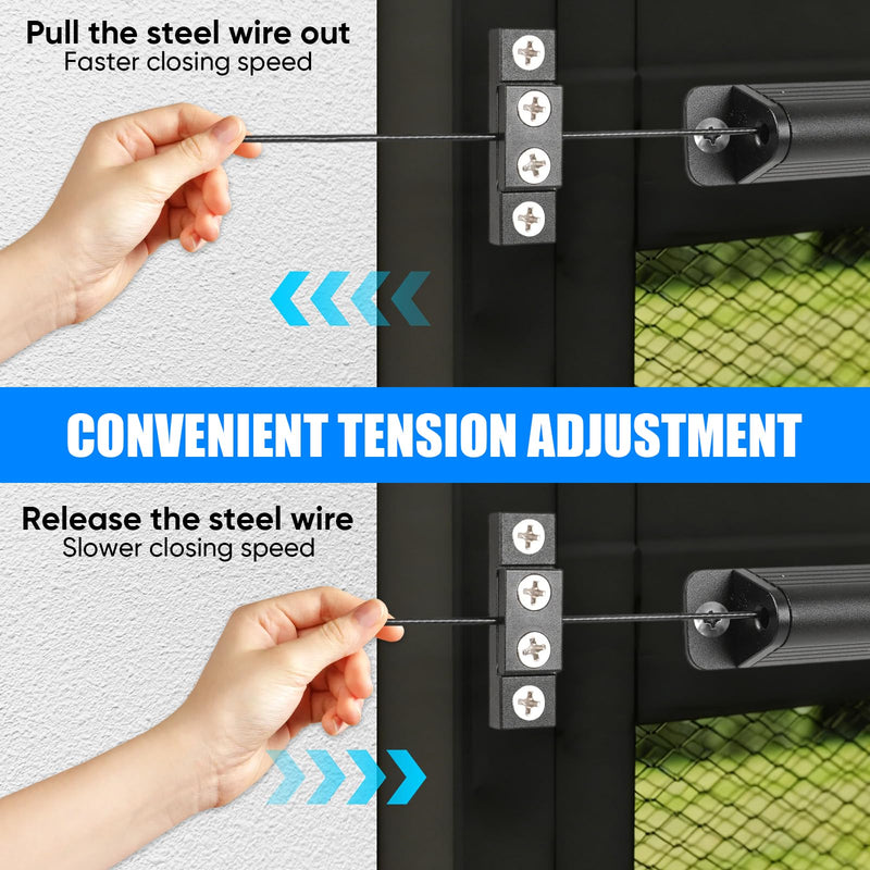 RV Screen Door Closer with Adjustable Tension, Aluminum Automatic Closing Device with Accessories, Works with Most Camper Latches & Travel Trailer Handles