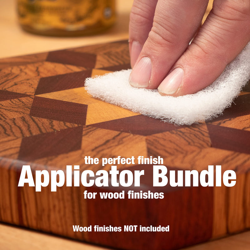 22 Piece Wood Finish Applicator Bundle •Includes 10 White Non-Woven Pads 2 Terry Cloth Buffing Towels and 10 Stirring Sticks for Applying Finishes •Wax •Wood Butter & More