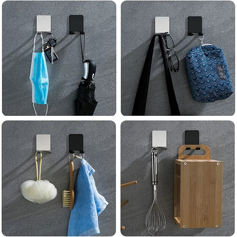 Waterproof Razor Holder Shaver Hook for Shower,Self Adhesive Hooks Stainless Steel Heavy Duty Storage Hook,Shower Hook for Razor,Wall Hook for Plug Robe Towel Bathrobe Coat for Kitchen Bathroom 2 Pack Black - NewNest Australia