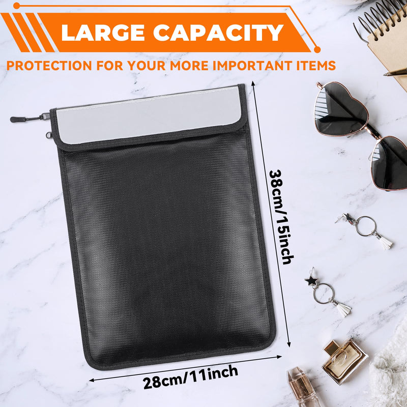 2 Pcs 5200°F Upgraded Fireproof Document Bag, Fire and Water Resistant Bag with Zipper for Documents, 15 x 11 Inch Waterproof Fireproof Money Bags for Important Documents Storage Organizer(Black&Gray) 2 Pcs(Black&Gray)