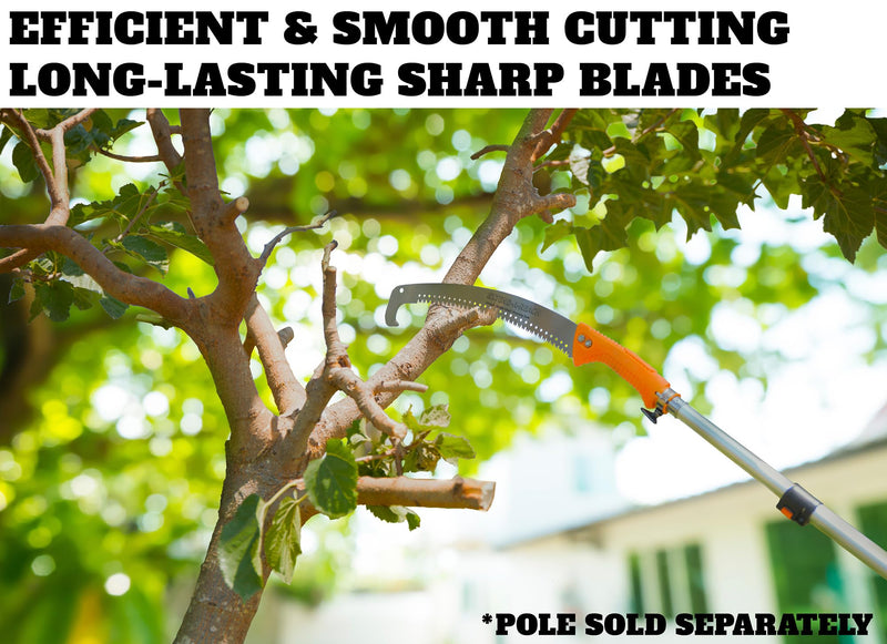 Pruning Manual Hand Saw // Hand Held or with Extension Manual Pole Saw for Tree Trimming // Fits All Extension Poles with Standard US Acme Thread // Tree Limb Hand Saw (Pole Sold Separately)
