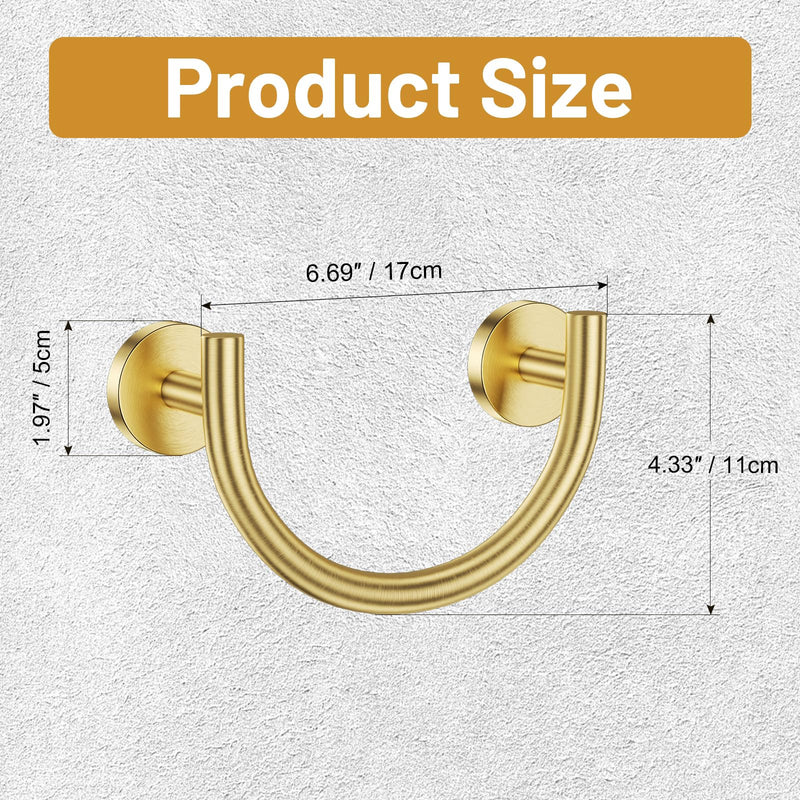 Brushed Gold Smiley Face Towel Ring Bathroom Hand Towel Holder Stainless Steel Wall-Mounted Bathroom Hardware Accessories Towel Rack Brushed Gold