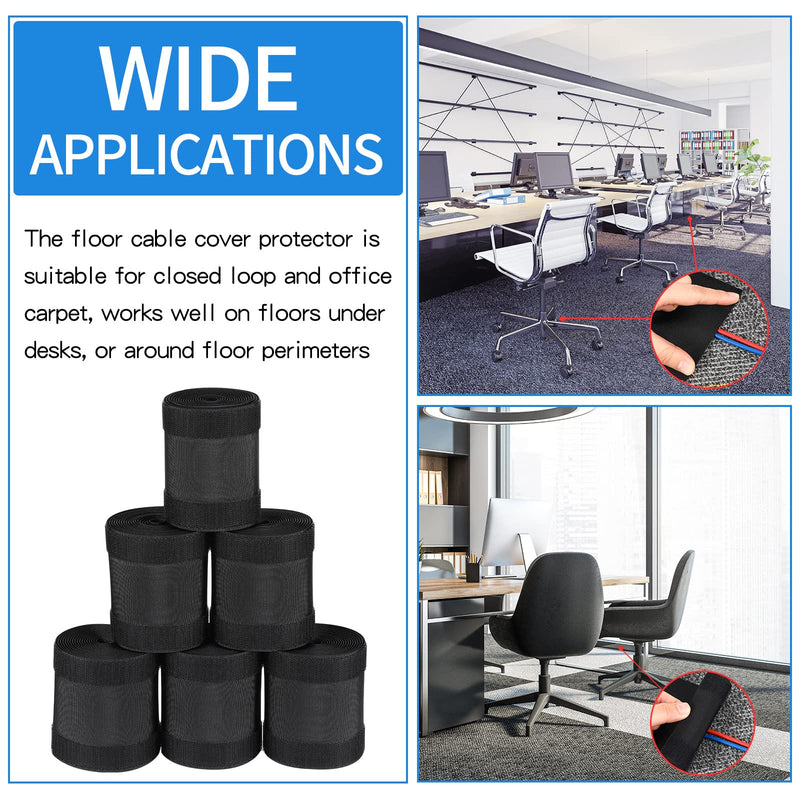WILLBOND Carpet Cord Cover Cable Grip Floor Cover Cable Protector Management Only for Commercial Office Carpet(Black,59.06 ft) 59.06 ft Black