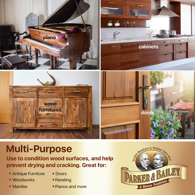 PARKER & BAILEY FURNITURE CREAM - Multisurface Wood Cleaner And Polish Furniture Quick Shine Restorer Protector Kitchen Cabinets Surface Cleaner House Cleaning Supplies Home Improvement, 16oz 16 Fl Oz (Pack of 1)