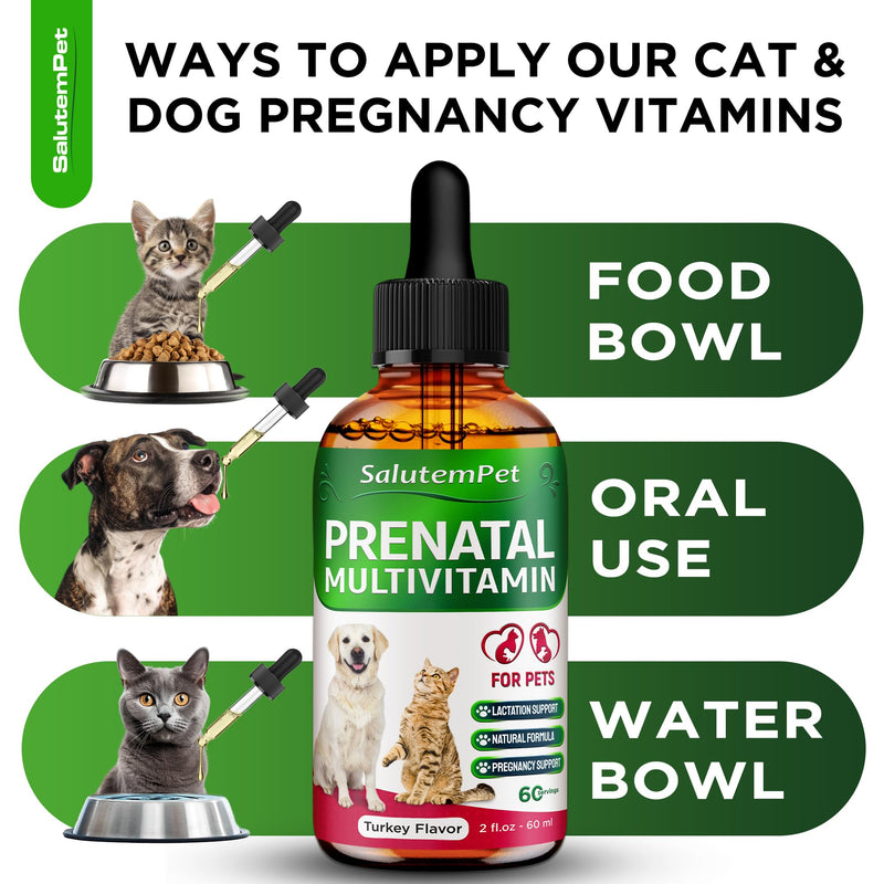 Vitamins for Pregnant Dogs and Cats - Dog Prenatal Vitamins - Pregnant Cat Supplies - Turkey Flavor, 2 fl.oz - PawsPlanet Australia