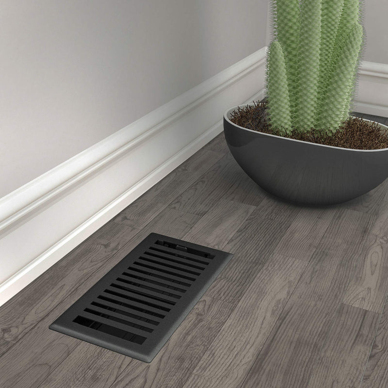 Imperial RG3439 Montezuma Decorative Floor Register, 4 x 10-Inch, Black Iron, 5 Count 5-Pack