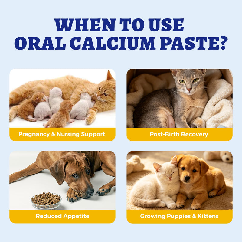 Wellix 60ml Oral Calcium Paste for Whelping Dogs & Cats, Easy-to-Absorb Calcium Supplement for Dogs & Cats with Calcium Gluconate, Lactate & Vitamin D3 for Labor Support & Recovery, Chicken Flavor