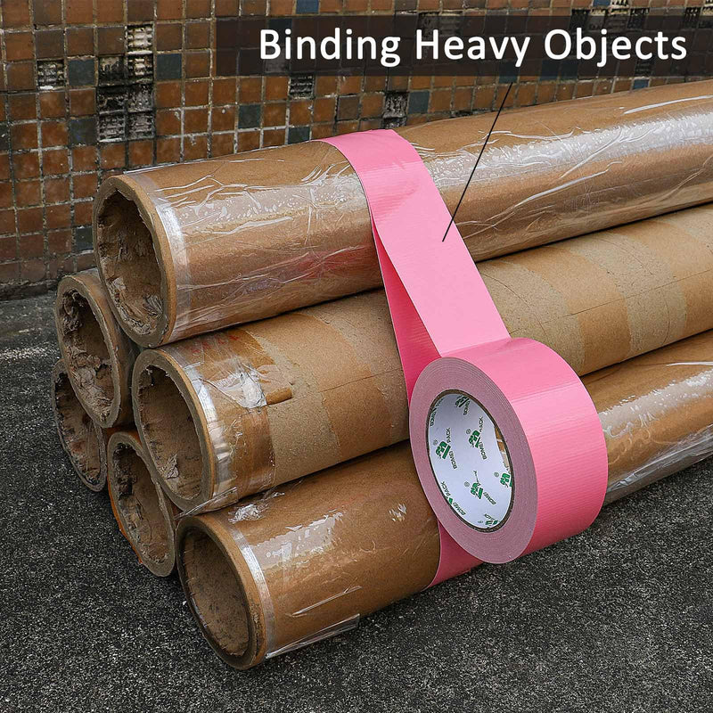 BOMEI PACK Color Duct Tape Pink, Heavy Duty Strong Industrial Duct Tape 9mil x 1.88inch x 30yds for Packing and Repairing 2Rolls (1.88inch x 30yds)