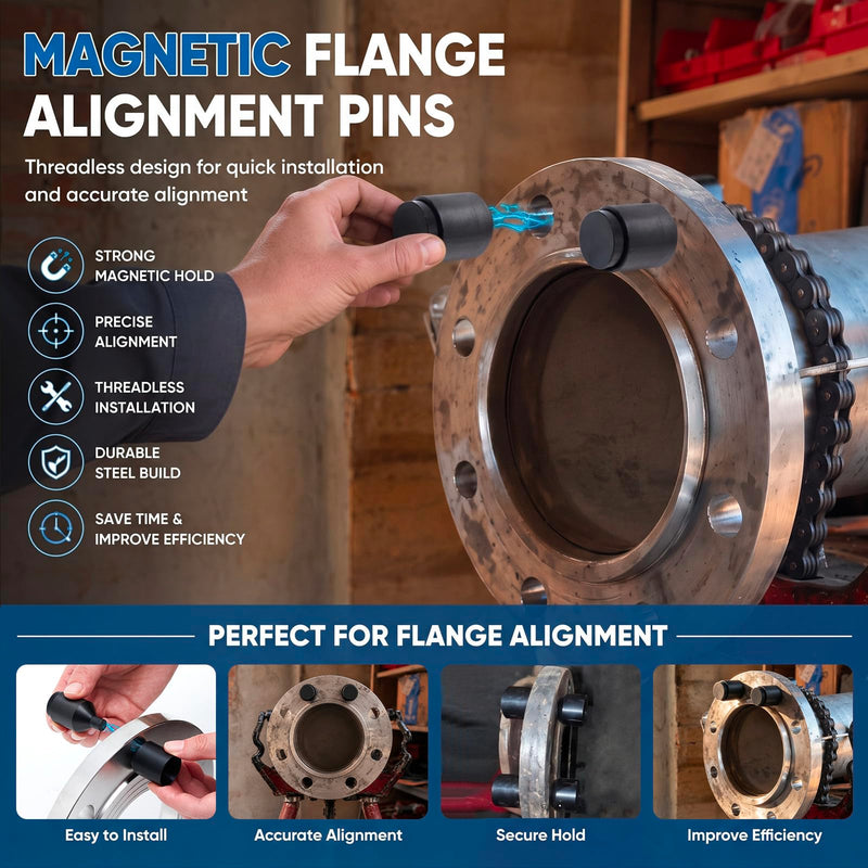 Kingdder 2 Pcs Flange Two Hole Pins with Magnetic 0.36" to 1" Two Hole Alignment Pins Threadless Design for Quick Installation and Removal CNC Precision Manufacturing Black 0.36" to 1"