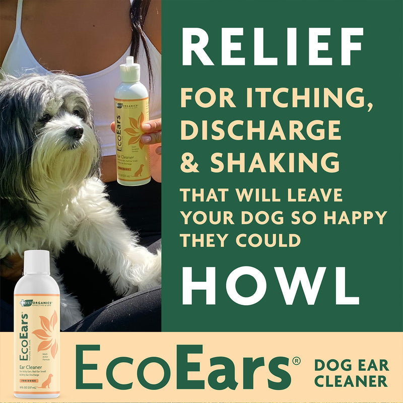 Vet Organics EcoEars Dog Ear Cleaner. Natural Multi-Action Formula. for Itch, Head Shaking, Discharge & Smell. Naturally Cleanses Away Common Problems. 100% Guaranteed 8 oz - PawsPlanet Australia