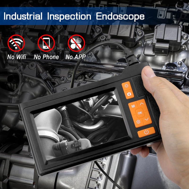 Endoscope Camera with Light, 1080P HD Inspection Borescope with 4.3''IPS, Video & Photo Inspection Cameras with 32G Card, IP67 Waterproof Camera for Sewer/Drain/Pipe, 16.4Ft Semi-Rigid Cable